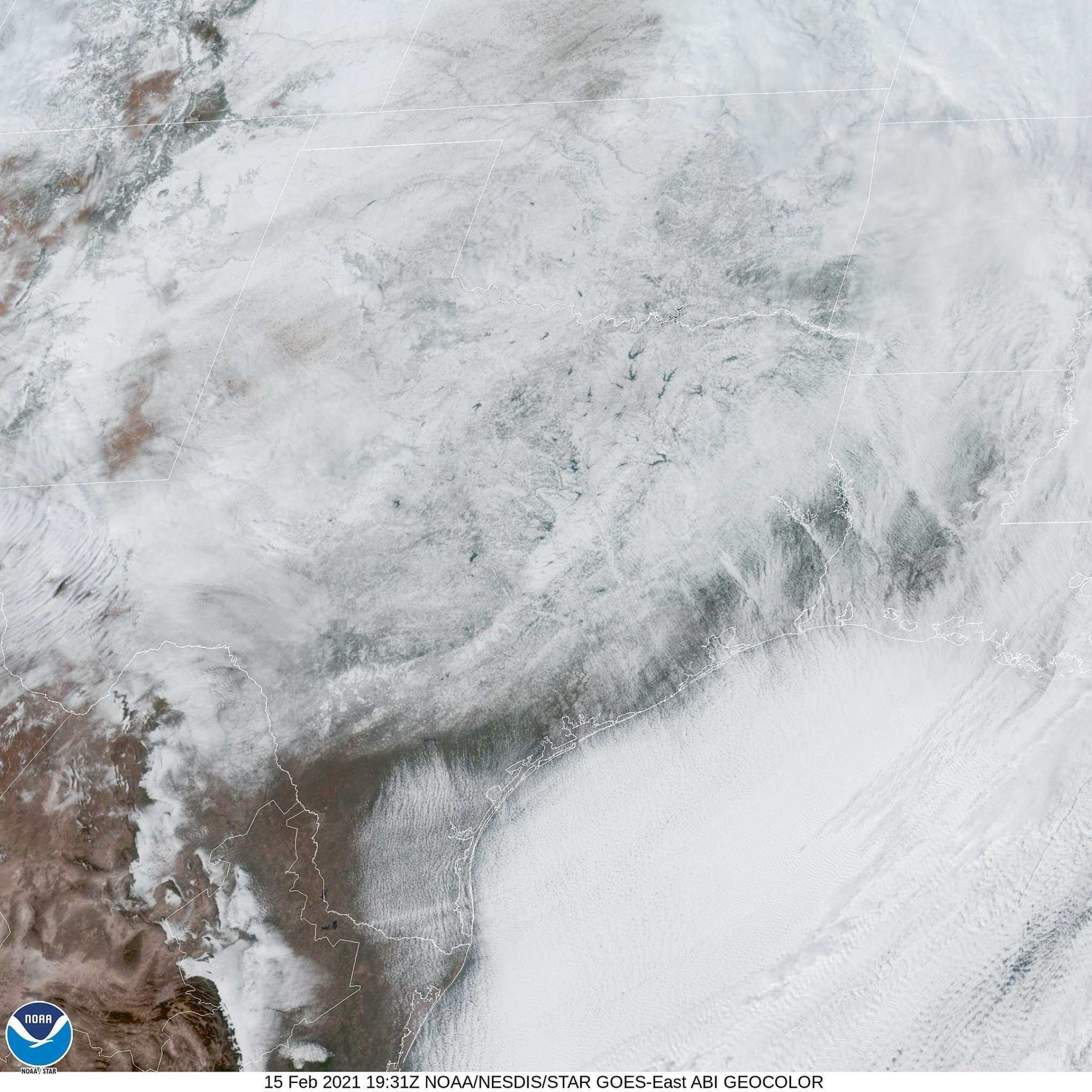 Winter strom Uri NOAA on Feb 15